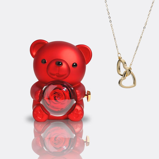 Eternal Rose Bear with Personalized Necklace